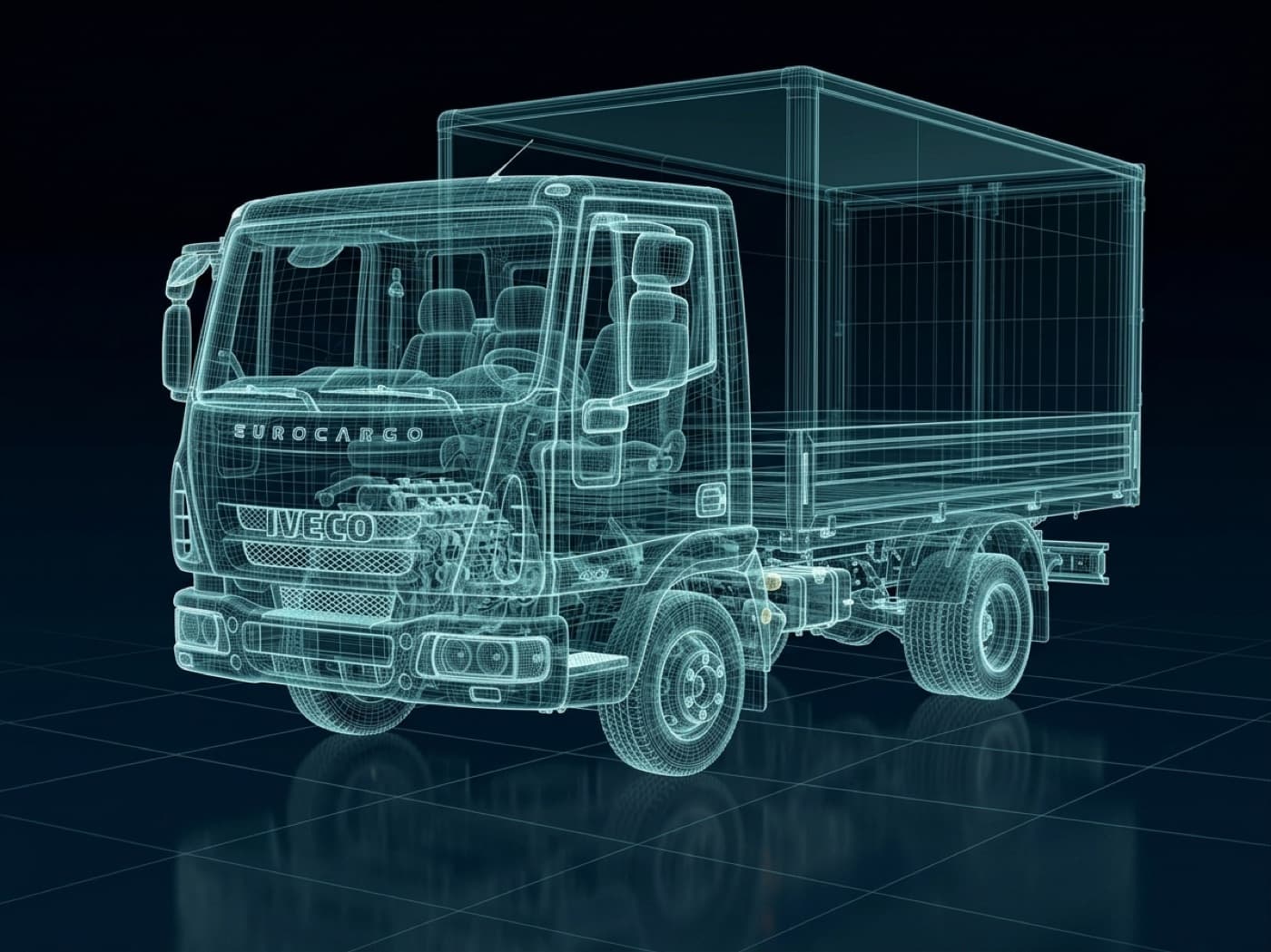 Illustrative render of a box truck