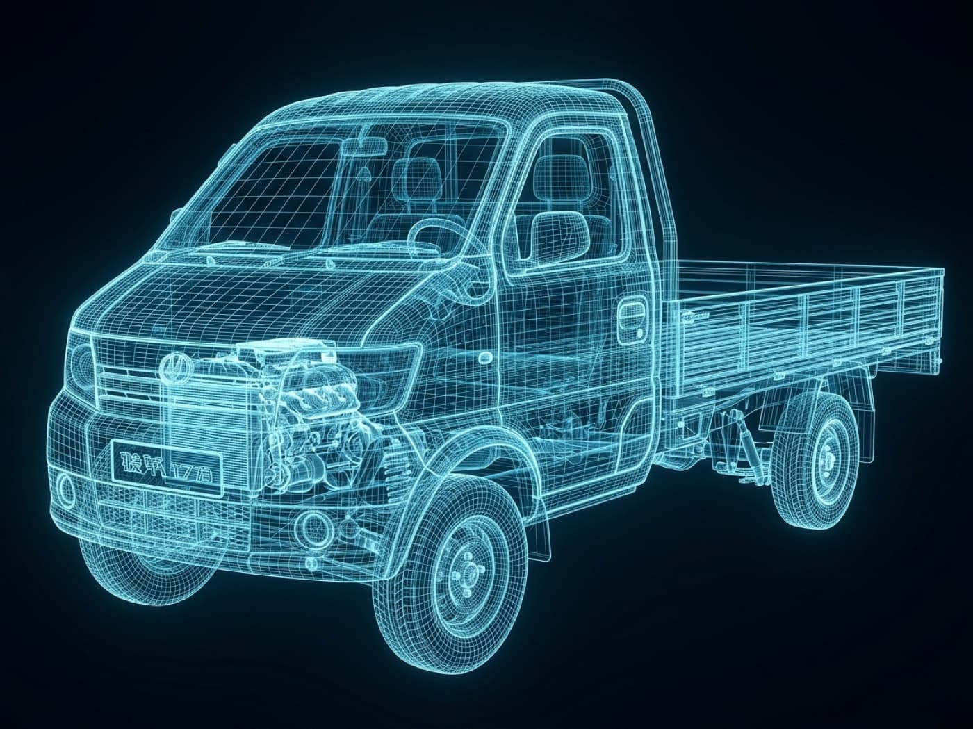 Illustrative render of a small flatbed truck